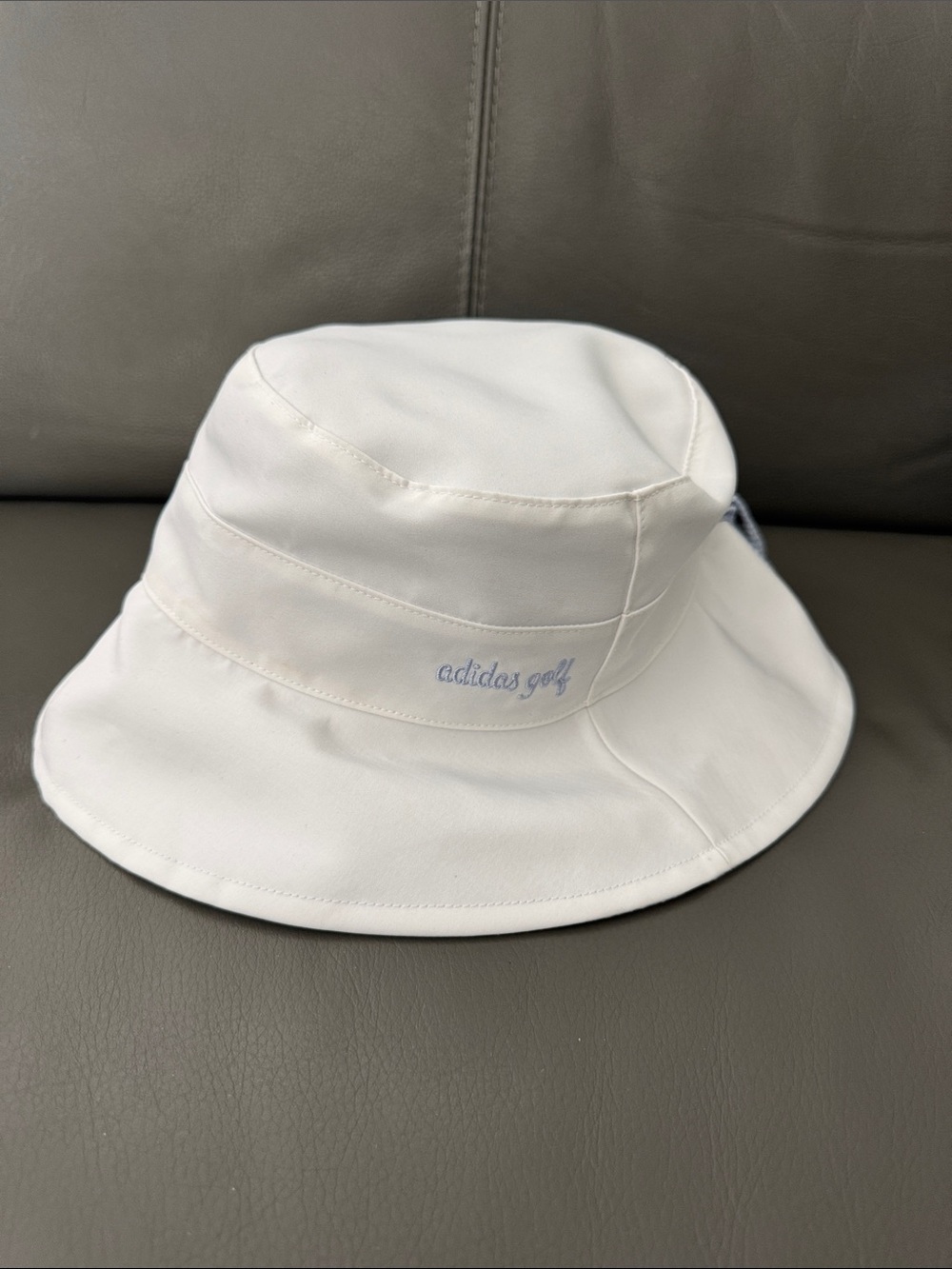 adidas White Bucket Hat with Subtle Blue Logo